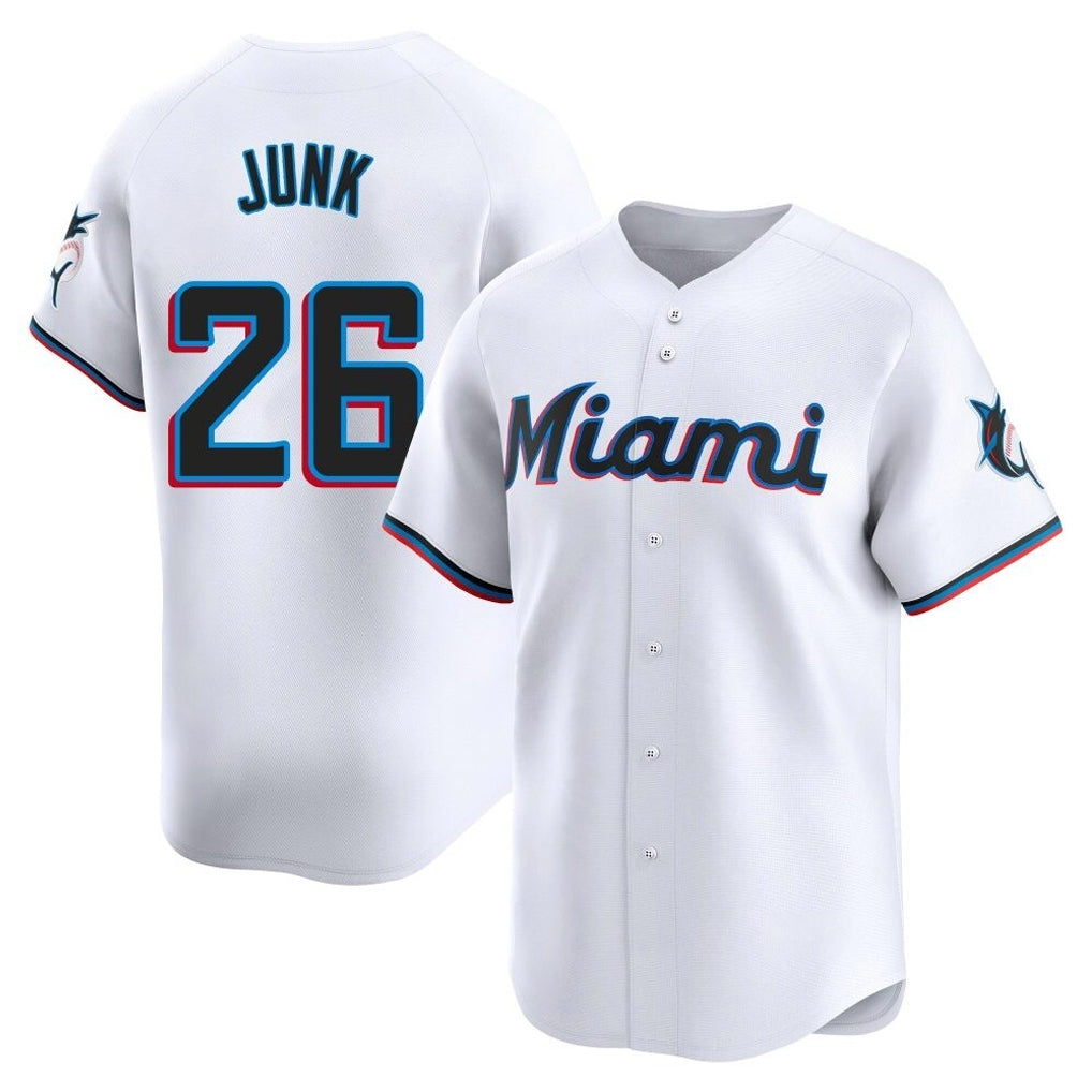 Johmsee M.Marlins #26 Janson Junk Player White  Home Limited Stitched Jerseys