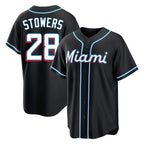 Johmsee M.Marlins #28 Kyle Stowers Player Black Fashion Out Home Game Stitched Jerseys