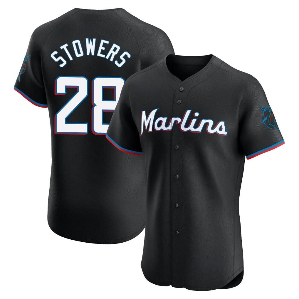 Johmsee M.Marlins #28 Kyle Stowers Player Black Vapor Home Limited Elite Stitched Jerseys
