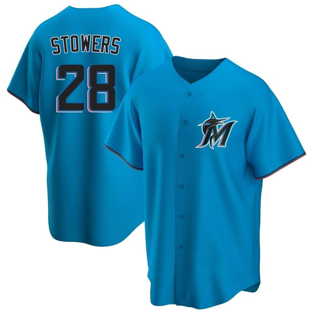 Johmsee M.Marlins #28 Kyle Stowers Player Blue Home Game Stitched Jerseys