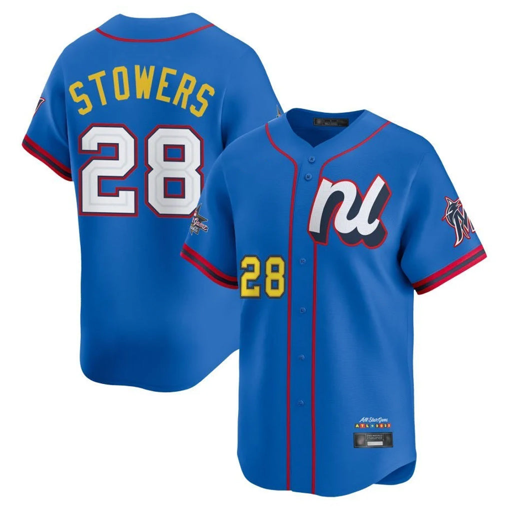 Johmsee M.Marlins #28 Kyle Stowers Player Blue National League All-Star Game Limited Stitched Jerseys