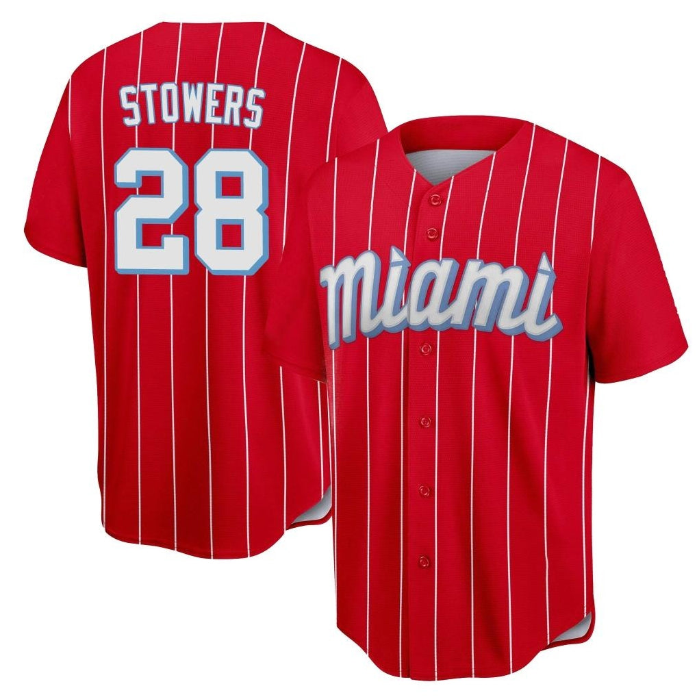 Johmsee M.Marlins #28 Kyle Stowers Player Red City Connect Home Game Stitched Jerseys