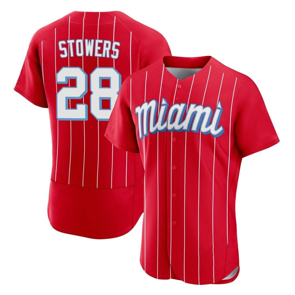 Johmsee M.Marlins #28 Kyle Stowers Player Red City Connect Home Limited Elite Stitched Jerseys