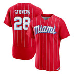 Johmsee M.Marlins #28 Kyle Stowers Player Red City Connect Home Limited Elite Stitched Jerseys