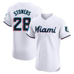 Johmsee M.Marlins #28 Kyle Stowers Player White  Home Limited Elite Stitched Jerseys