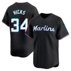 Johmsee M.Marlins #34 Liam Hicks Player Black Home Limited Stitched Jerseys