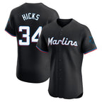 Johmsee M.Marlins #34 Liam Hicks Player Black Vapor Home Limited Elite Stitched Jerseys