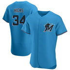 Johmsee M.Marlins #34 Liam Hicks Player Blue Home Limited Elite Stitched Jerseys