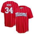 Johmsee M.Marlins #34 Liam Hicks Player Red City Connect Home Game Stitched Jerseys