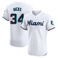 Johmsee M.Marlins #34 Liam Hicks Player White  Home Limited Elite Stitched Jerseys