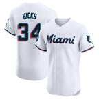 Johmsee M.Marlins #34 Liam Hicks Player White  Home Limited Elite Stitched Jerseys