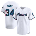 Johmsee M.Marlins #34 Liam Hicks Player White  Home Limited Stitched Jerseys