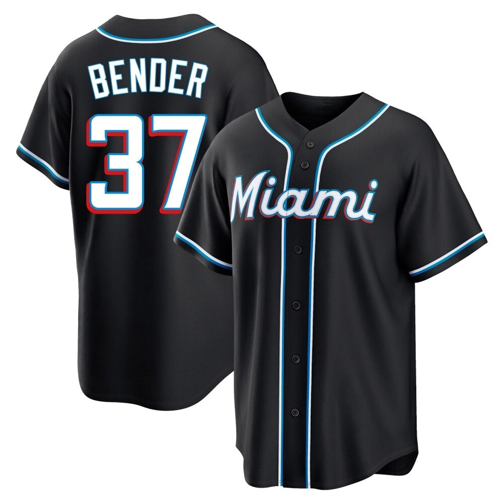 Johmsee M.Marlins #37 Anthony Bender Player Black Fashion Out Home Game Stitched Jerseys