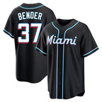 Johmsee M.Marlins #37 Anthony Bender Player Black Fashion Out Home Game Stitched Jerseys