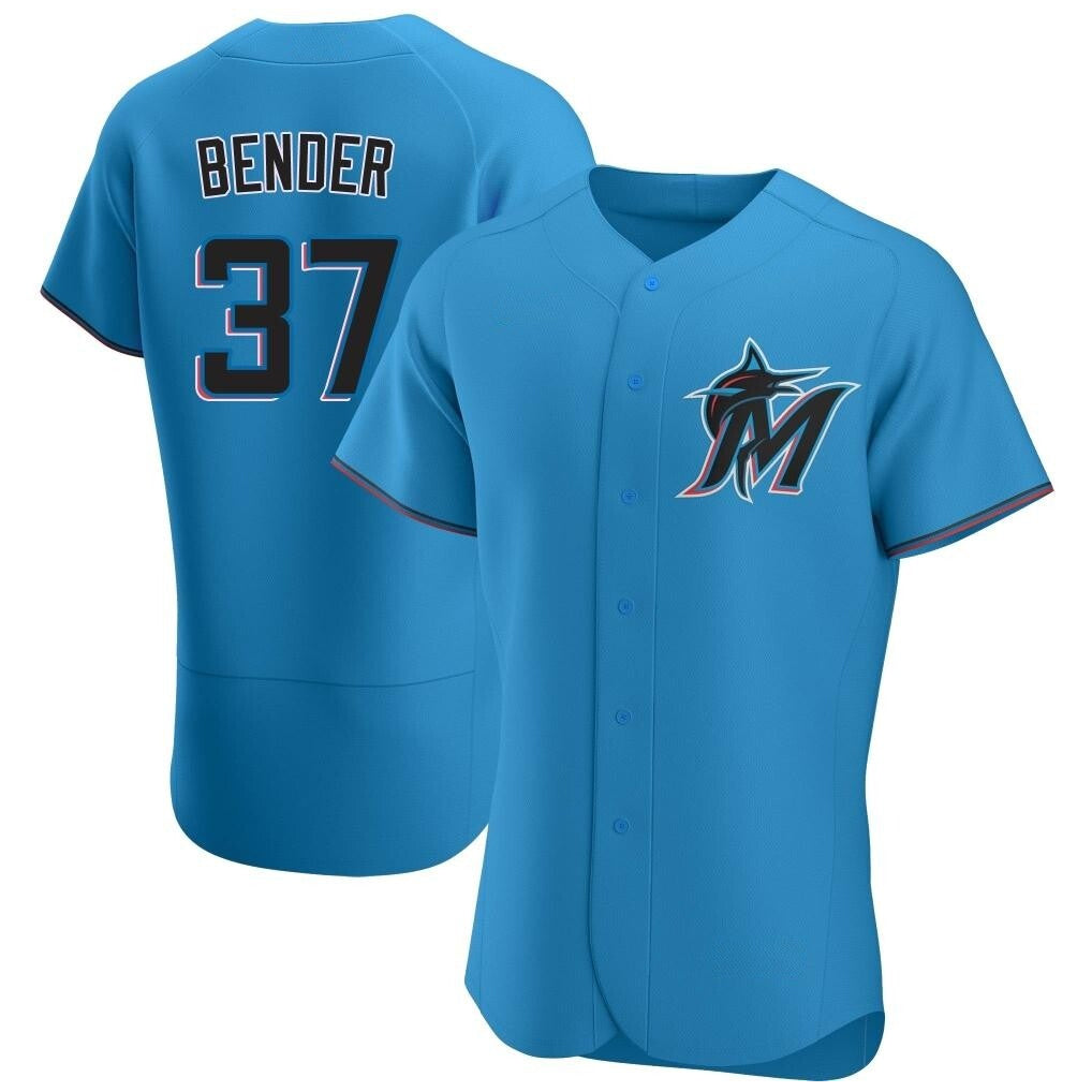 Johmsee M.Marlins #37 Anthony Bender Player Blue Home Limited Elite Stitched Jerseys