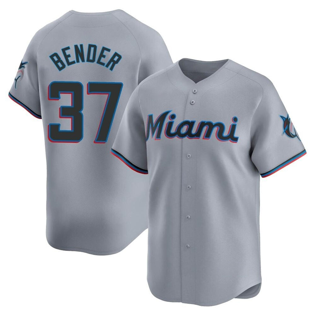 Johmsee M.Marlins #37 Anthony Bender Player Gray Home Limited Stitched Jerseys