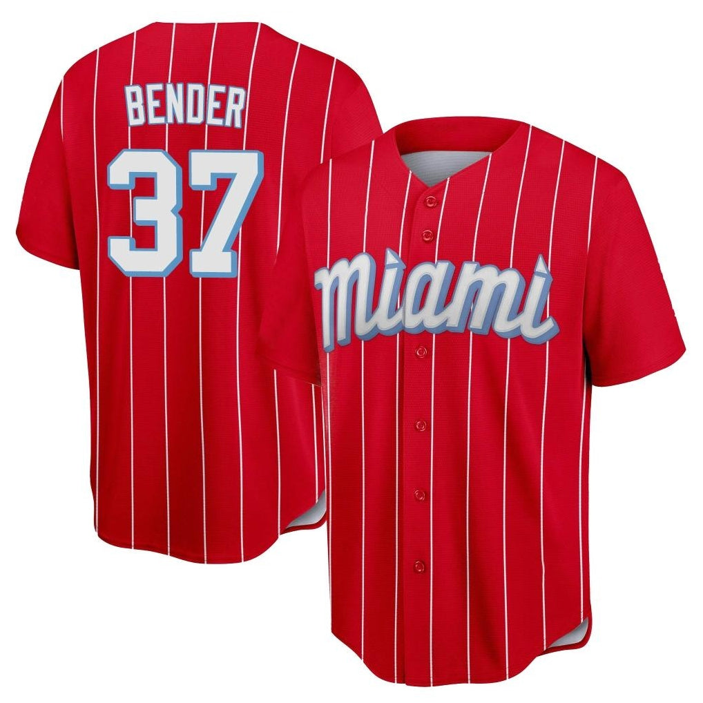Johmsee M.Marlins #37 Anthony Bender Player Red City Connect Home Game Stitched Jerseys