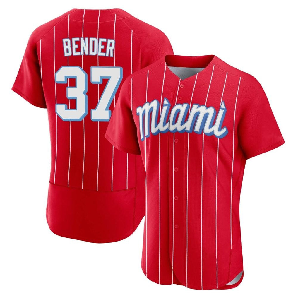 Johmsee M.Marlins #37 Anthony Bender Player Red City Connect Home Limited Elite Stitched Jerseys