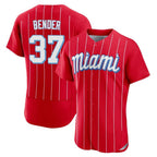 Johmsee M.Marlins #37 Anthony Bender Player Red City Connect Home Limited Elite Stitched Jerseys