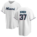 Johmsee M.Marlins #37 Anthony Bender Player White  Home Game Stitched Jerseys