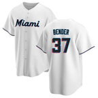 Johmsee M.Marlins #37 Anthony Bender Player White  Home Game Stitched Jerseys