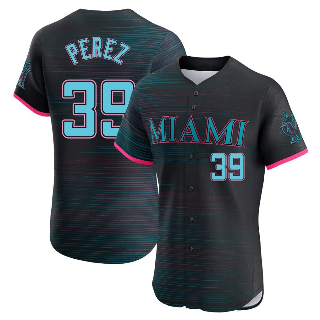Johmsee M.Marlins #39 Eury Perez Player Black City Connect Home Limited Elite Stitched Jerseys