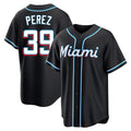 Johmsee M.Marlins #39 Eury Perez Player Black Fashion Out Home Game Stitched Jerseys