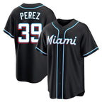 Johmsee M.Marlins #39 Eury Perez Player Black Fashion Out Home Game Stitched Jerseys