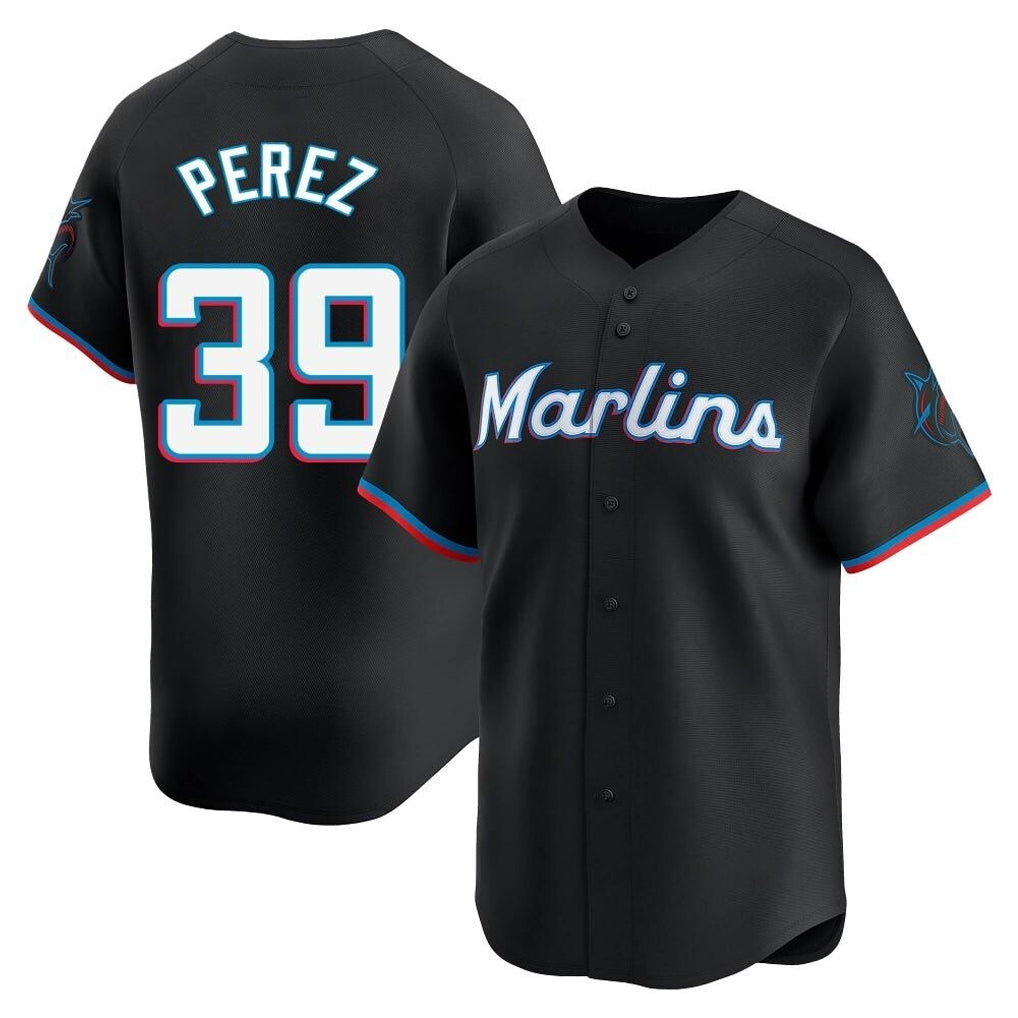 Johmsee M.Marlins #39 Eury Perez Player Black  Home Limited Stitched Jerseys