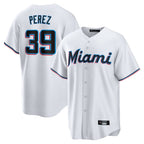 Johmsee M.Marlins #39 Eury Perez Player White  Home Game Stitched Jerseys