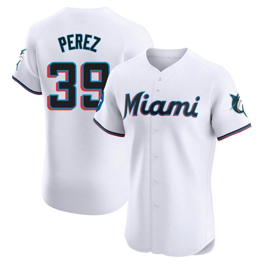 Johmsee M.Marlins #39 Eury Perez Player White  Home Limited Elite Stitched Jerseys