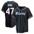 Johmsee M.Marlins #47 John King Player Black Fashion Out Home Game Stitched Jerseys