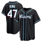 Johmsee M.Marlins #47 John King Player Black Fashion Out Home Game Stitched Jerseys
