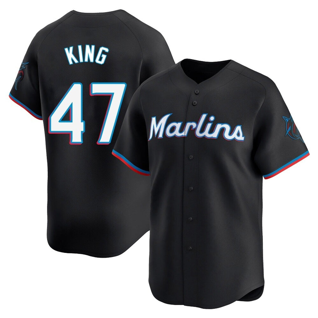 Johmsee M.Marlins #47 John King Player Black  Home Limited Stitched Jerseys