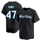 Johmsee M.Marlins #47 John King Player Black  Home Limited Stitched Jerseys
