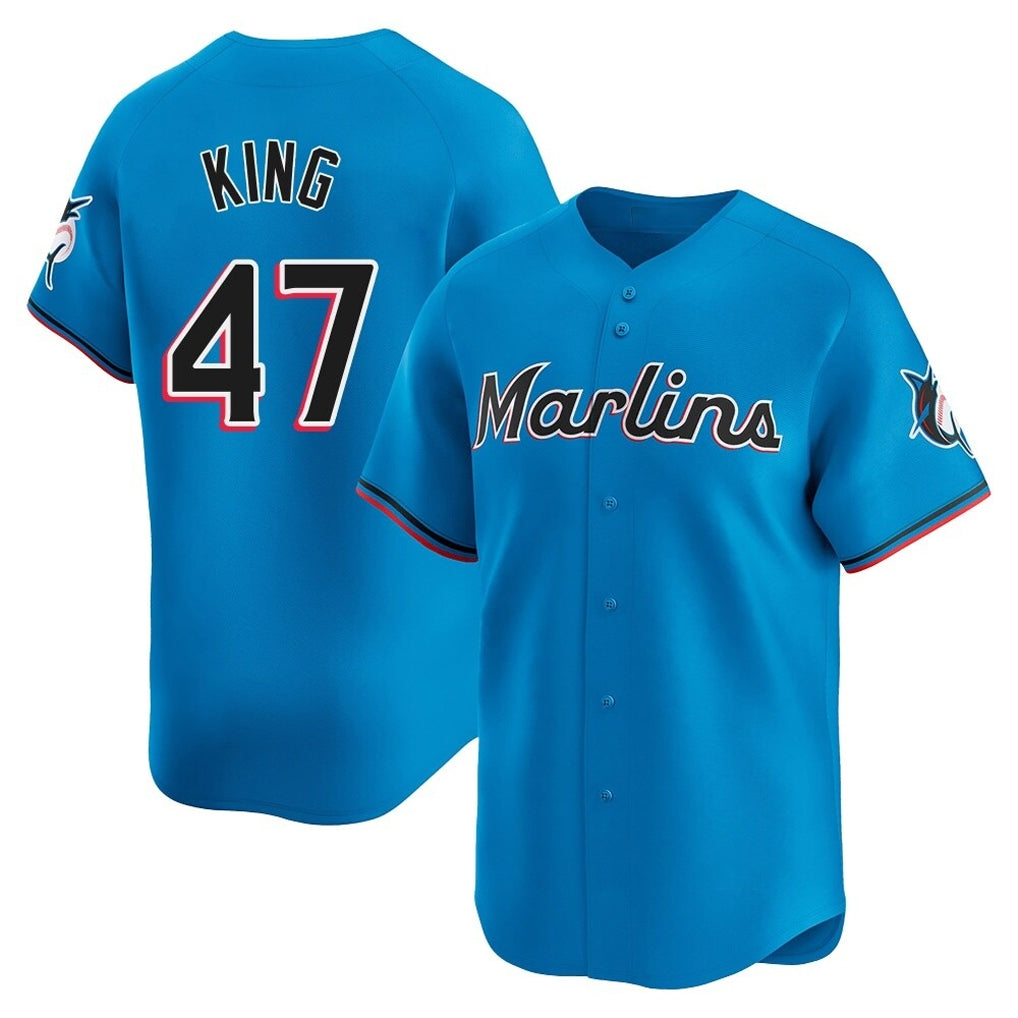 Johmsee M.Marlins #47 John King Player Blue Home Limited Stitched Jerseys