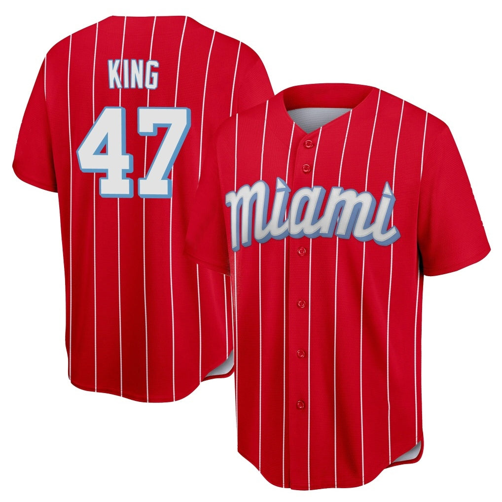 Johmsee M.Marlins #47 John King Player Red City Connect Home Game Stitched Jerseys