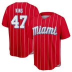 Johmsee M.Marlins #47 John King Player Red City Connect Home Game Stitched Jerseys