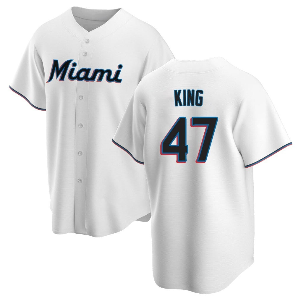 Johmsee M.Marlins #47 John King Player White  Home Game Stitched Jerseys