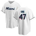 Johmsee M.Marlins #47 John King Player White  Home Game Stitched Jerseys