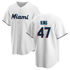 Johmsee M.Marlins #47 John King Player White  Home Game Stitched Jerseys