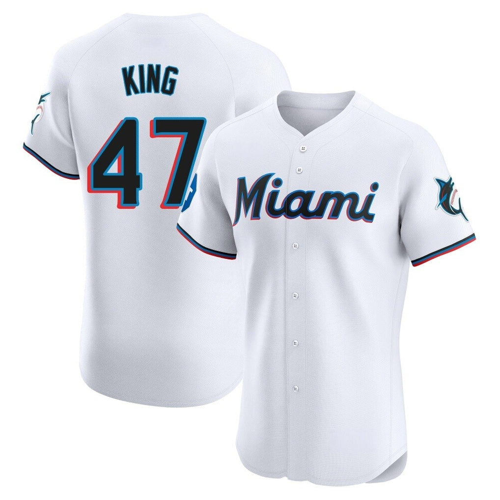 Johmsee M.Marlins #47 John King Player White  Home Limited Elite Stitched Jerseys