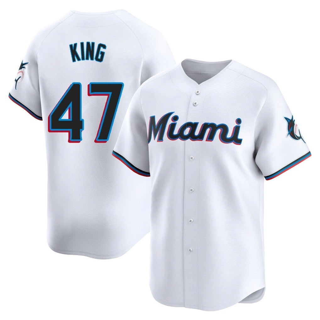 Johmsee M.Marlins #47 John King Player White  Home Limited Stitched Jerseys