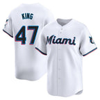 Johmsee M.Marlins #47 John King Player White  Home Limited Stitched Jerseys