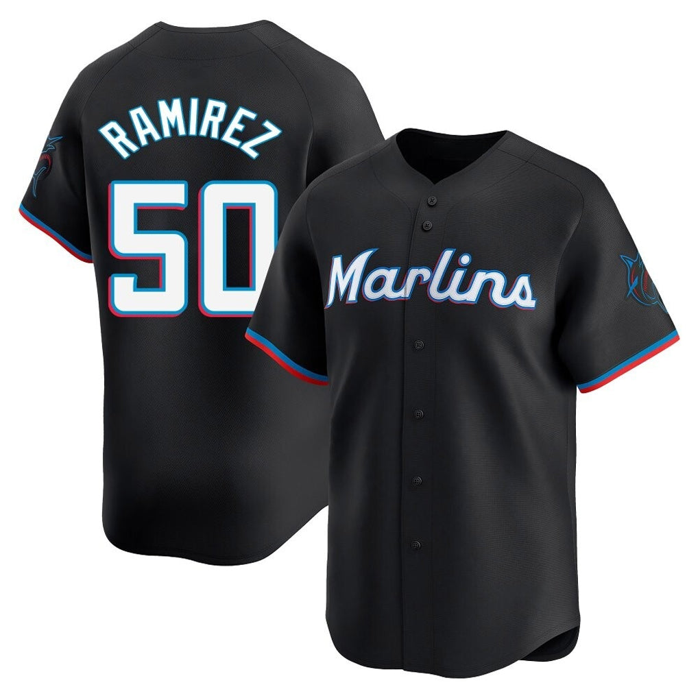 Johmsee M.Marlins #50 Agustin Ramirez Player Black  Home Limited Stitched Jerseys