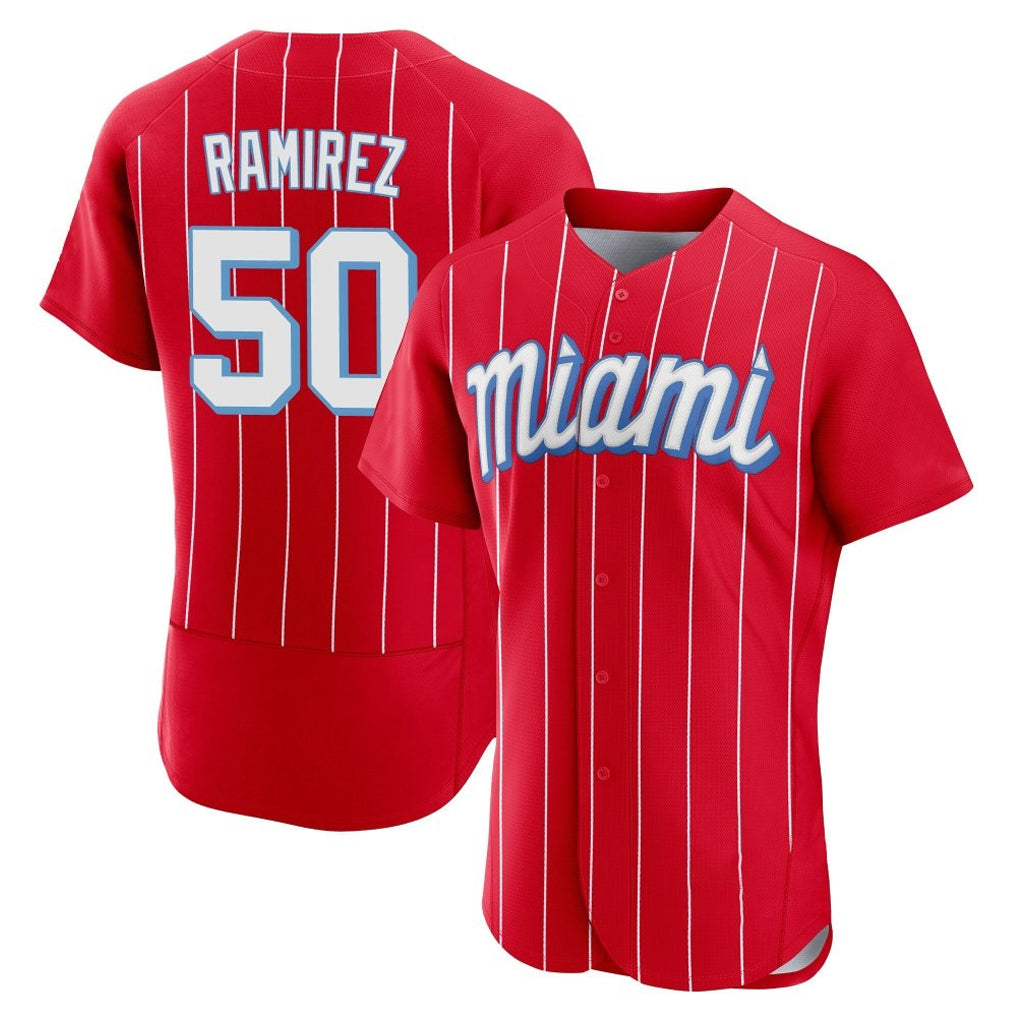 Johmsee M.Marlins #50 Agustin Ramirez Player Red City Connect Home Limited Elite Stitched Jerseys