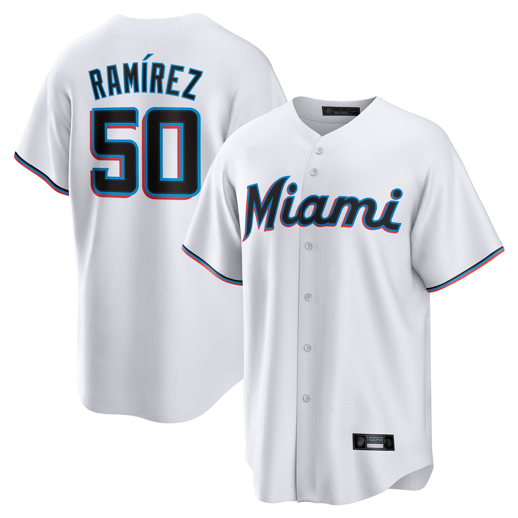 Johmsee M.Marlins #50 Agustin Ramirez Player White  Home Game Stitched Jerseys