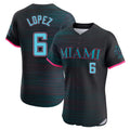 Johmsee M.Marlins #6 Otto Lopez Player Black City Connect Home Limited Elite Stitched Jerseys