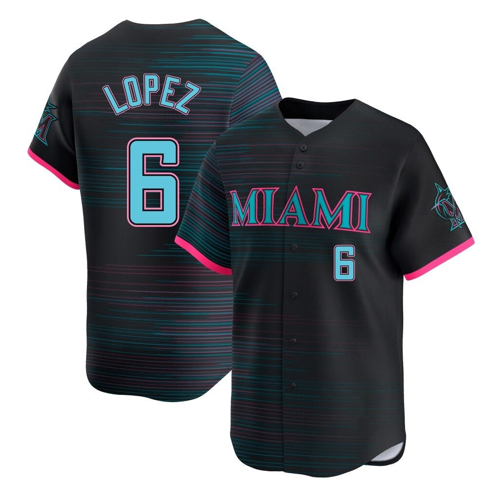Johmsee M.Marlins #6 Otto Lopez Player Black City Connect Home Limited Stitched Jerseys
