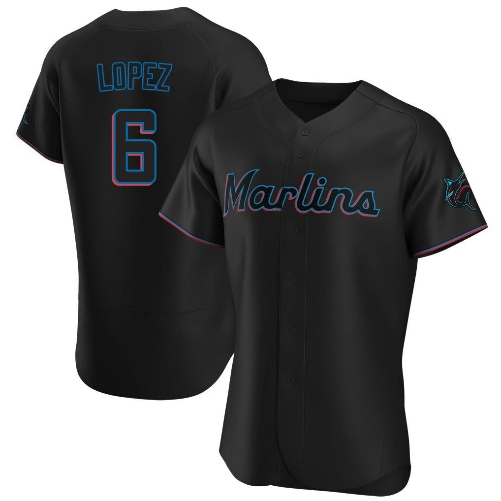 Johmsee M.Marlins #6 Otto Lopez Player Black Home Limited Elite Stitched Jerseys